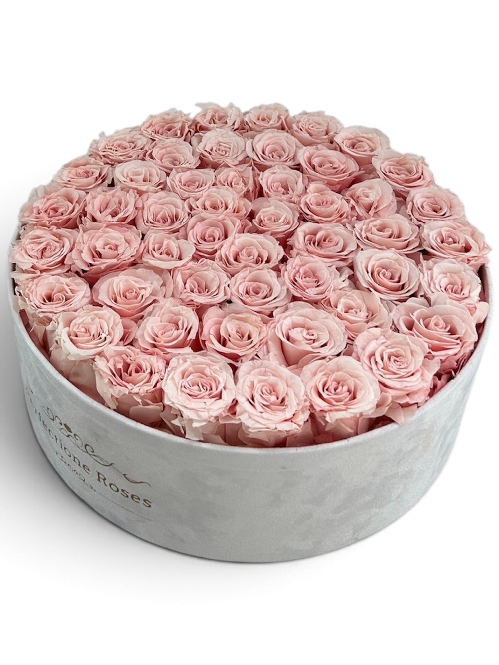 Perfection Pink Rose Hat Box Arrangement - 50 Roses